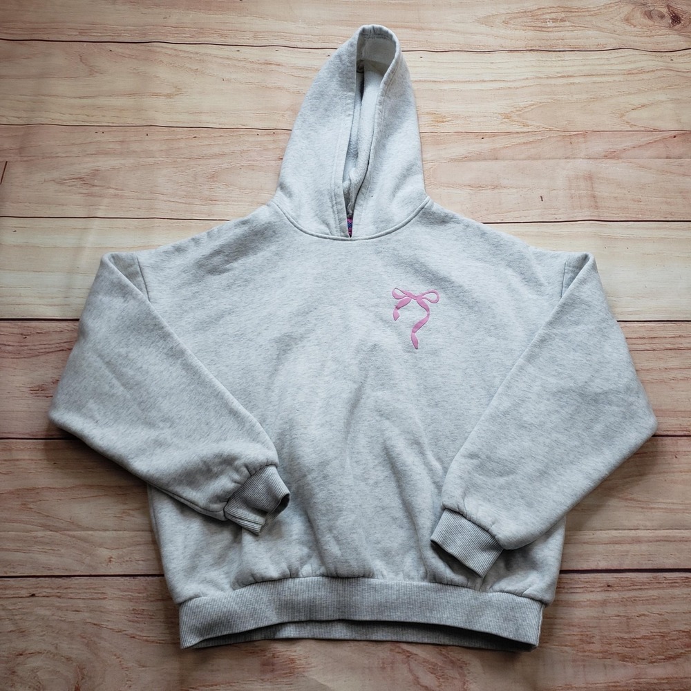 Edikted Hoodie Womens Small Gray Lined Fleece Pullover‎ Hooded Relaxed Fit
